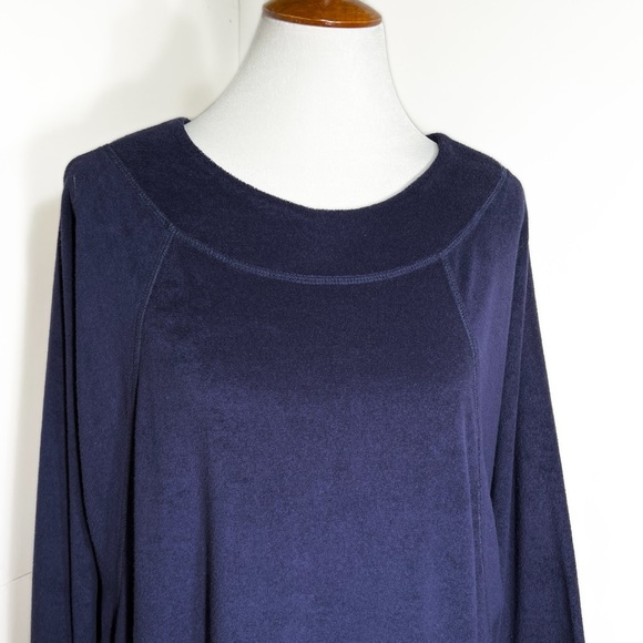 SOLD-NWT Anthropologie Slouchy Navy Blue Terry Sweatshirt Dolman Cocoon Dress - Picture 5 of 11